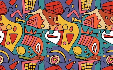 Fototapeta premium seamless Pattern doodle, Abstract Colorful Pattern Design