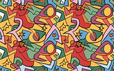 seamless Pattern doodle, Colorful Abstract Geometric Pattern (2)