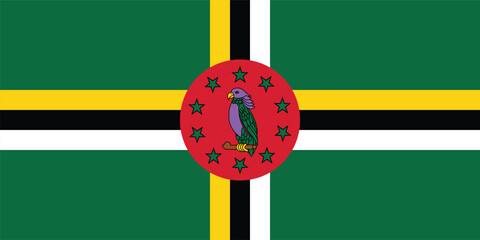 Dominica Flag Vector Clipart Illustration - High-Quality Graphic Design of the National Flag of Dominica, Vibrant Colors, Tropical Bird, Vector Art, Symbol of Dominica Pride, Political Representation