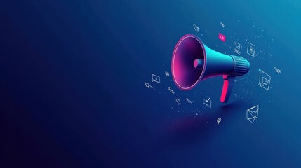 Digital megaphone with social media icons	