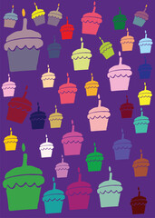 Cupcake minimal pattern. Happy birthday cupcake background. Cupcake pattern background. 