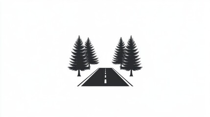 Obraz premium Road trip, pine trees, asphalt, journey, nature