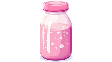 Pink Milk Bottle for Babies Vector Illustration: Cute and Colorful Design for Infant Care Products