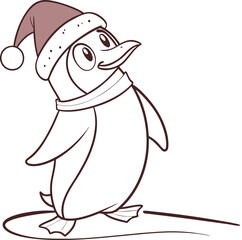 Obraz premium Funny Penguin Vector Illustration, Cartoon, Clipart, Line Art Design on White Background, Funny penguin vector illustration, cartoon, clipart, and line art design on white background.