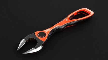 Sleek Orange and Black Wrench Design: 3D Render on Dark Background AI Generated
