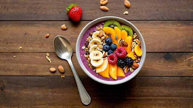 healthy breakfast idea with fruits and chia seeds