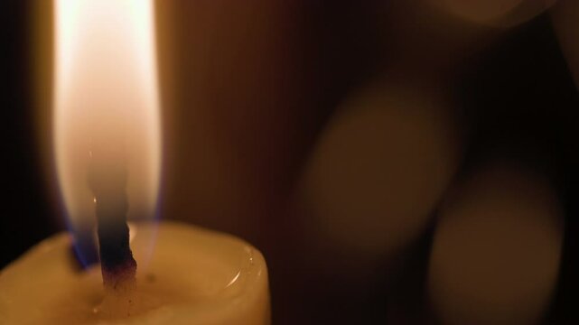 macro candle flame with copy space