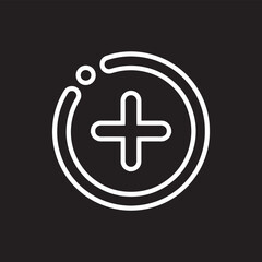 Add icon vector. Plus icon sign symbol vector. Medical cross vector icon illustration isolated on black background