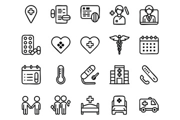 Fototapeta premium Healthcare Icons Set for Medical Design