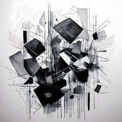 black and white abstract square background