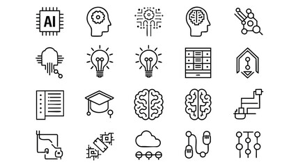 Modern Technology and AI Icons Set