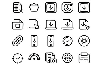 Set of Modern Download and File Management Icons