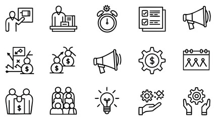 Fototapeta premium Business Strategy Icons Set for Business Presentations
