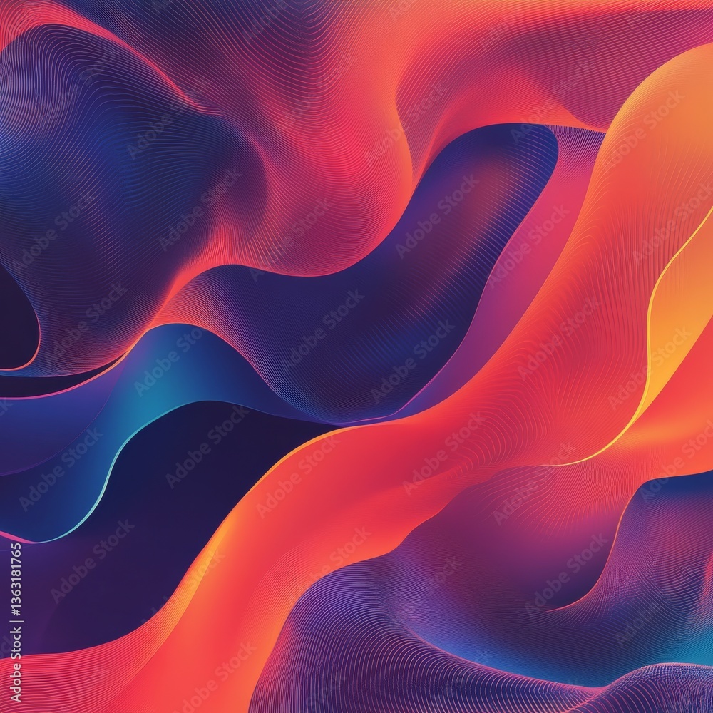 Aufkleber Abstract Gradient Lines: A Fluid Composition of Warm and Cool Tones Intertwined