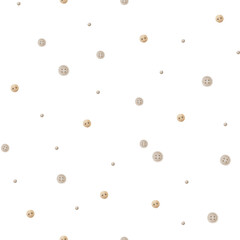 Watercolor pattern buttons for sewing and crafts. Seamless print vintage illustrations in retro style isolated on background for textile design, fabric, clothes, hobby, crafts, handmade, dolls, toys