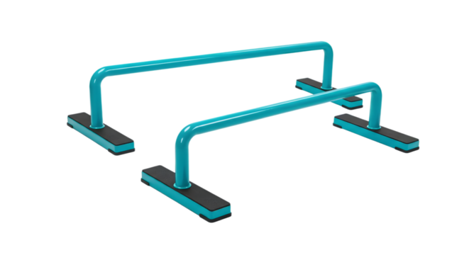 Bright Blue Parallel Bars for Fitness Training and Bodyweight Exercises in Modern and Dynamic Style, Ideal for Home Gym and Outdoor Workouts Setup