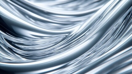 Hair strands covered in metallic liquid shampoo, sci-fi aesthetic