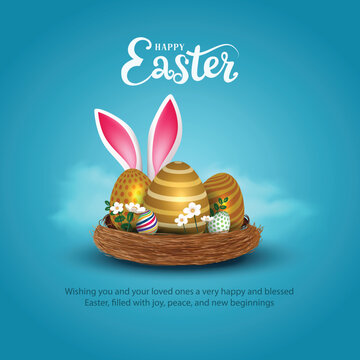 Happy easter greetings. vector illustration design