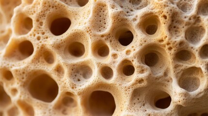 Close-up of porous natural sponge texture, ideal for ocean-themed decor, sustainability, organic bath products