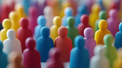 Obraz premium Multicolored figurines symbolizing diversity and inclusion, abstract concept, social harmony celebration