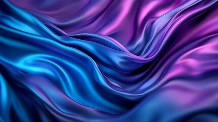 Obraz premium Luxurious purple and blue silk fabric folds, elegance in motion, fashion textile background, perfect for weddings and high-end events