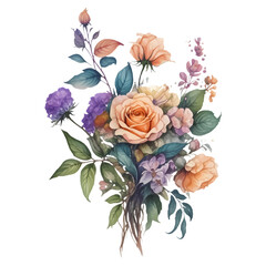 Obraz premium Watercolor Rose Bouquet Illustration