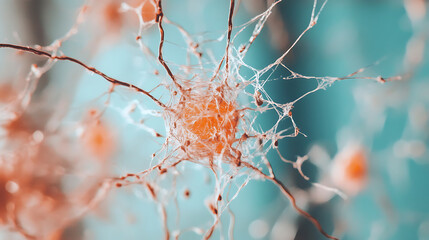 Neuron cell network structure closeup illustration