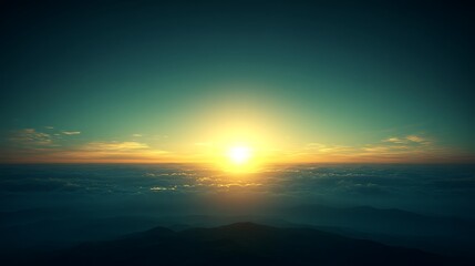 Fototapeta premium Golden sunrise over clouds offering a serene and breathtaking scenic view