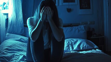 Young Woman Struggles With Feelings of Depression and Stress Alone Generative AI