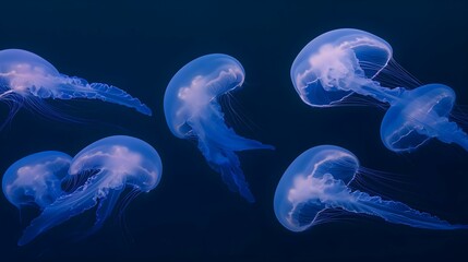 Graceful Blue Jellyfish Floating in the Ocean