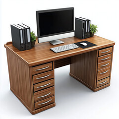 wood desk isolated
