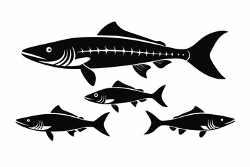 Pike icon set of silhouette black vector bundle