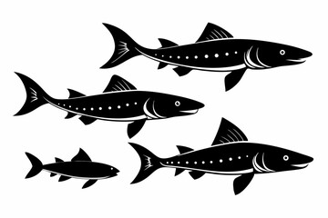 Pike icon set of silhouette black vector bundle