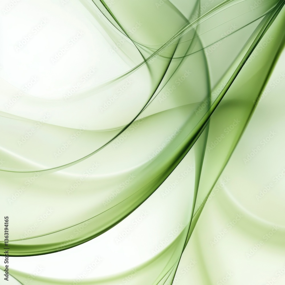 Poster subtle green energy: abstract wavy lines creating a calming and modern aesthetic, gentle gradient, s