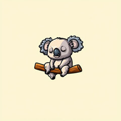 Adorable Sleeping Koala Pixel Art Illustration