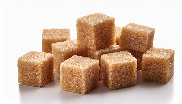 brown sugar cubes on white background ai image