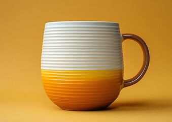 Yellow  White Striped Mug.