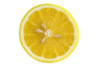 Fresh lemon cut in half showcasing citrus segments isolated on transparent PNG background.