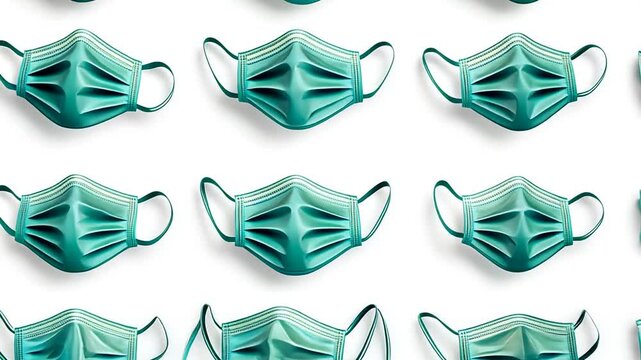 Medical Face Mask Icon Set in Various Styles and Orientations Generative AI