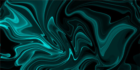 Stone ceramic art wall interiors backdrop design. Black and blue marble oil ink liquid swirl texture. liquid metal close-up, wide horizontal banner. Abstract background luxury cloth or liquid wave