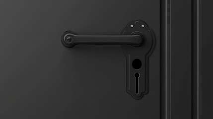 Black door handle, keyhole, close-up, interior, design