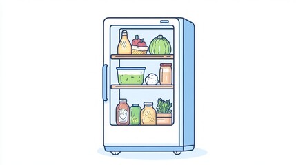 Full refrigerator, healthy food, kitchen, storage, illustration, home, food storage, meal prep
