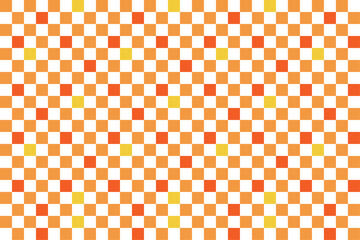 カラフルな市松模様、4色、和柄背景、黄色、オレンジ