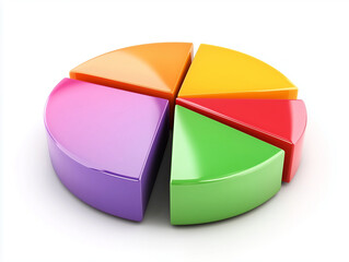Obraz premium Multi-colored pie chart with five segments, 3D render