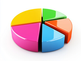 Obraz premium five-slice pie chart in bright colors, 3D render