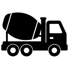 concrete mixer truck black silhouette vector, Simple silhouette Design vector icon with white background.