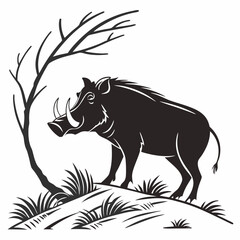 Warthug black silhouette icon vector