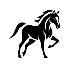 Obraz premium A solid black silhouette of a horse, ideal for branding and artwork.