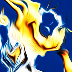 Abstract fluid art digital painting and dynamic swirling patterns with vibrant color transitions.