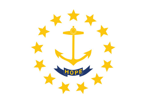 Rhode Island State Flag Vector Clipart Illustration, Digital Artwork of the Rhode Island Flag Design with Golden Anchor, Blue and Yellow Color Scheme, Perfect for Use in Graphic Design, T-Shirts